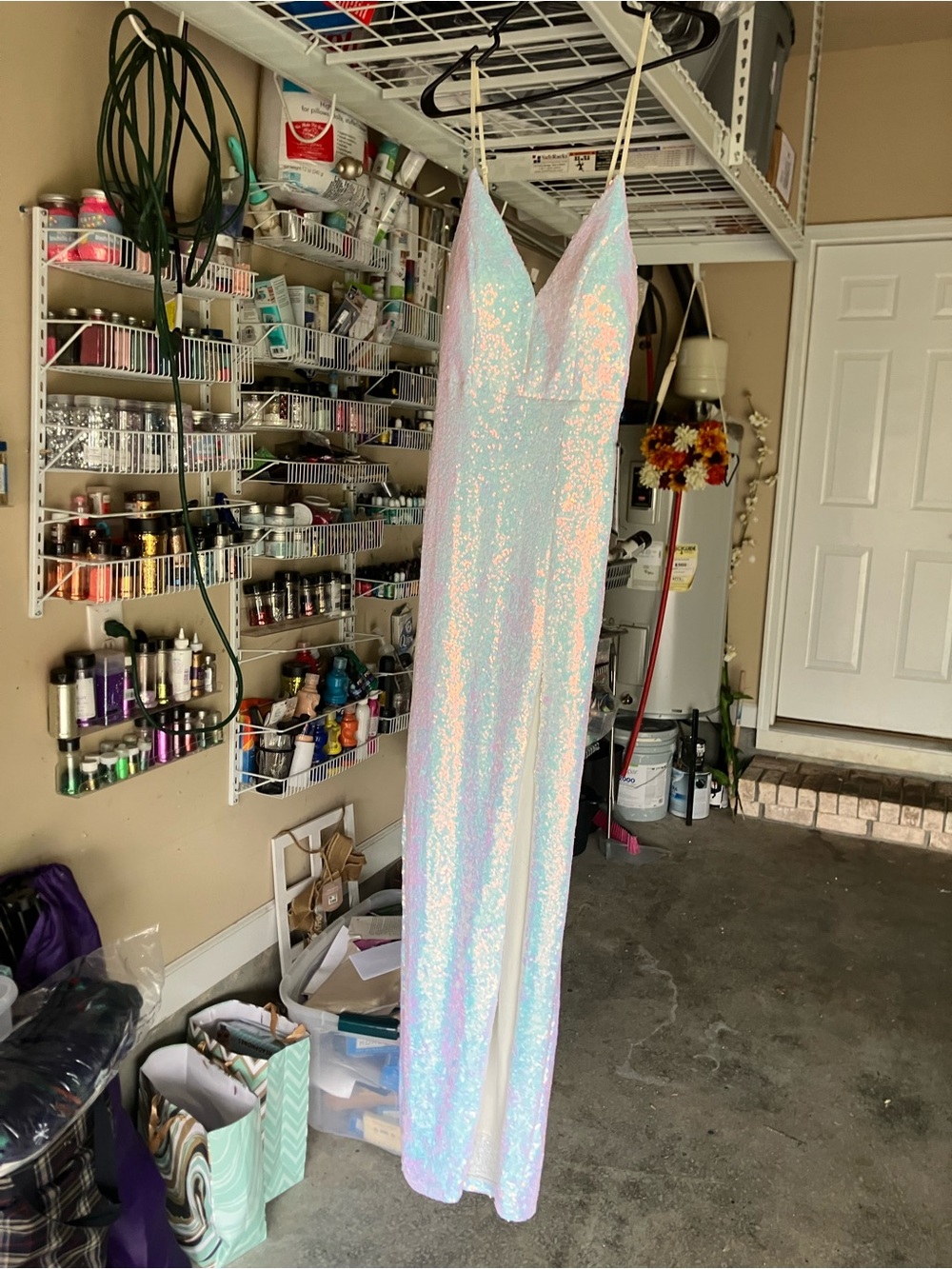 Emerald Sundae Pastel Iridescent Sequin Gown